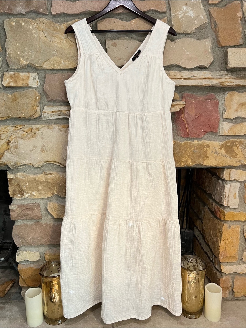 Quince Organic Cotton Gauze Tiered Maxi Dress